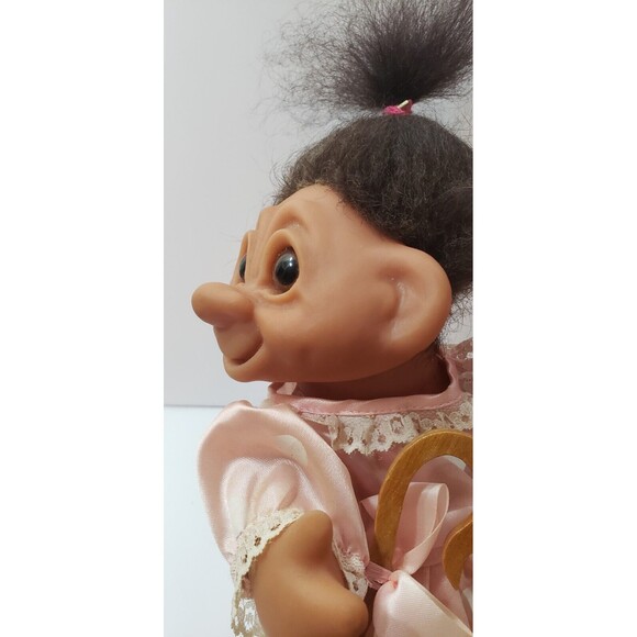 Dam Troll Little Bo Peep Doll Pink White Polka Dot Dress Brown Hair Norfin Tag - Picture 13 of 14